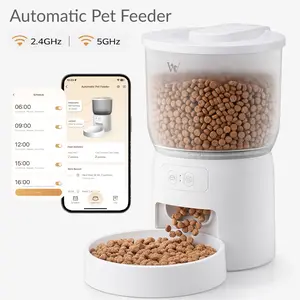 Smart Pet Feeder with Dual Band WiFi, 3L Automatic Food Dispenser for Cats, Dogs, Small Pets Indoor, Timed and Quantitative Dry Food Cat Feeder