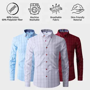 Men’s Spring/Autumn Turn-Down Collar Long Sleeve Plaid Shirt – Casual, Professional, Fashionable, Distinctive Business Shirt