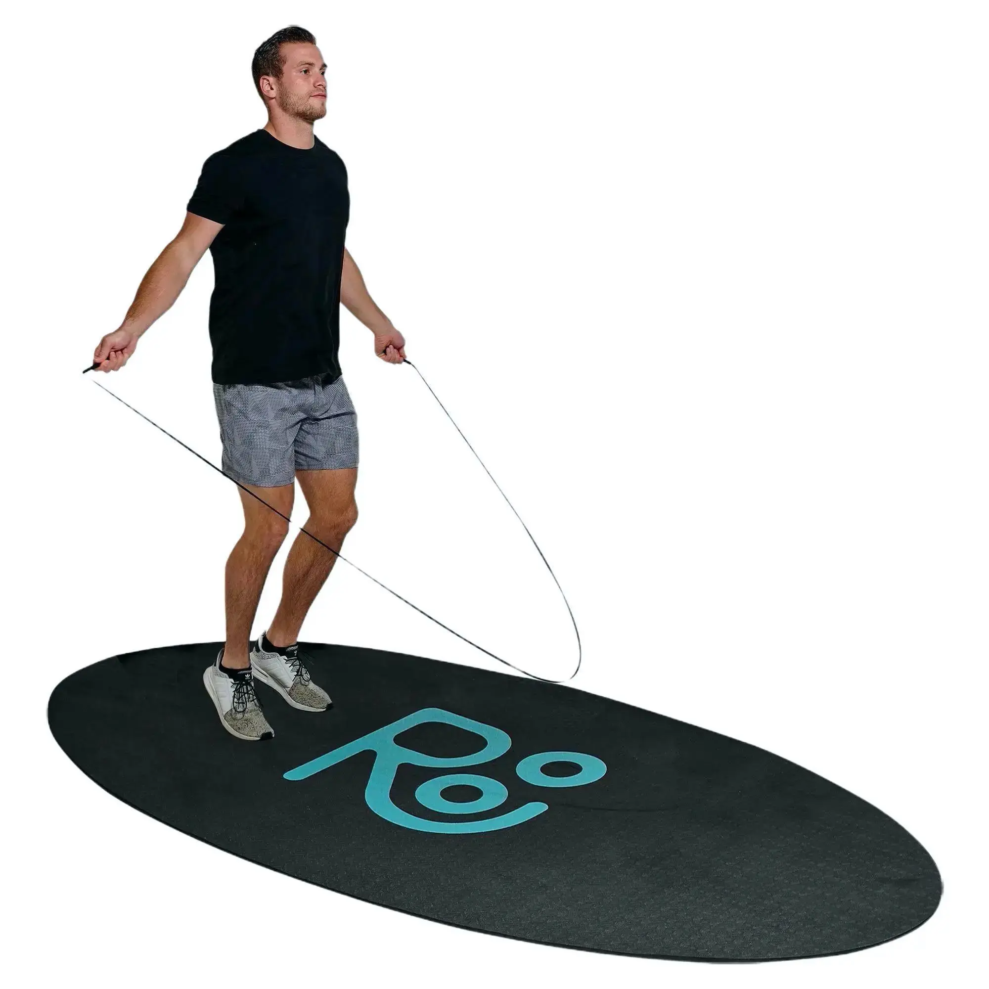 Roo Jump Rope Mat for Indoor and Outdoor Workouts - 71"x36" X-Large Size is Convenient for Various Exercises Like Yoga, Pilates, Lunges, Squats, & more - Includes Carrying Case, Easy to Store and Clean