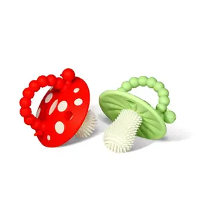 Strawberry-Shaped Baby Teether with Handles; Silicone Teether for Babies with Easy-Grab Handles and Textured Teethable Surfaces - Baby Teething Toy for 3 Months & Up