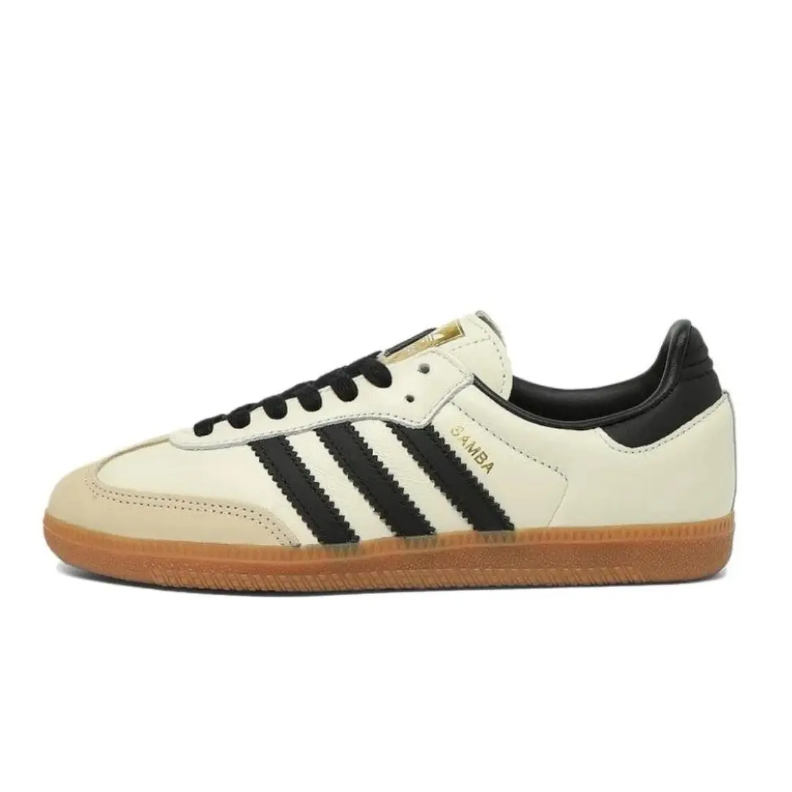 Adidas Women's Samba OG Athletic Trainer in Cream White Leather and Suede, Minimalist Sports Shoes with Classic Fit for Casual Walking, Casual Walking Sneakers, Suedesneakers, Three Stripes