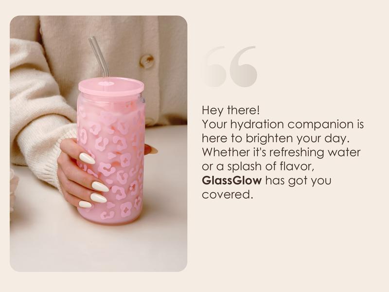 Sandjest 16oz Clear Glass Cup with Straw & Lid, Iced Coffee Drinking Can Shaped Cups, Reusable Stylish Drinkware, Home Office Valentine Gift for Her