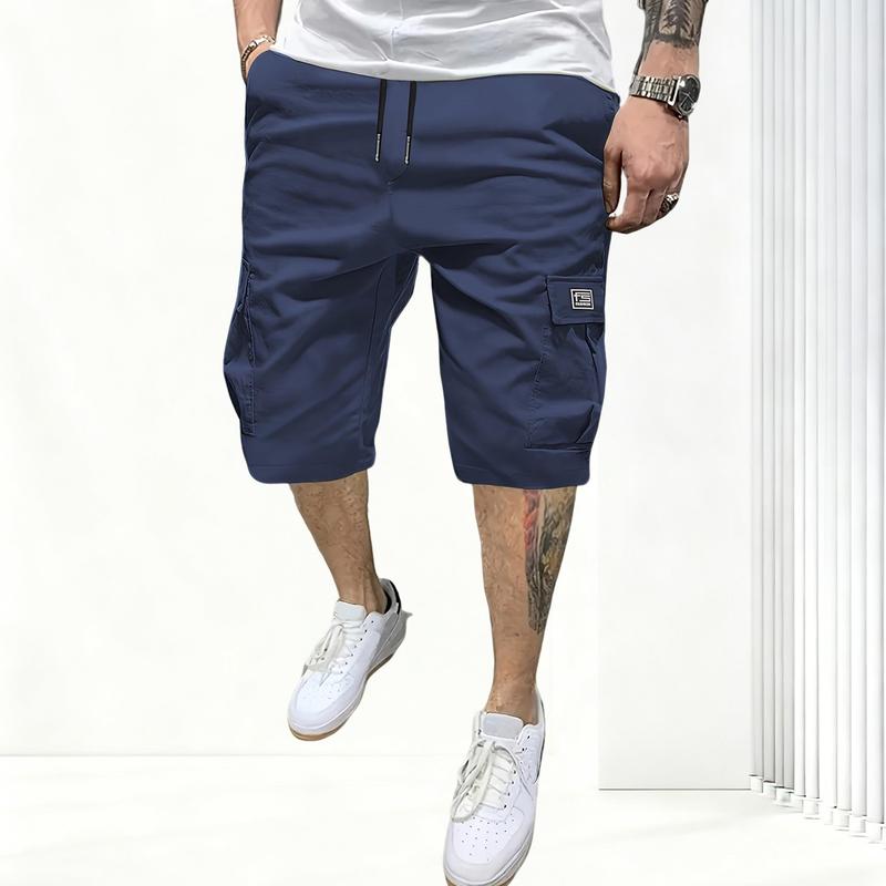 Men's Casual Cargo Shorts Classic Stretch Waistband Drawstring Outdoor Work Shorts with Multiple Pockets