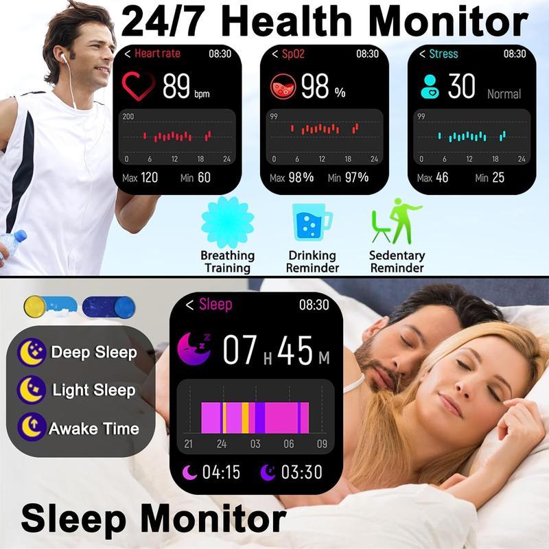 [Valentine's Day] Tukio 1.69'' Touch Screen Smartwatch with Fitness Tracker Sleep Monitor Pedometer Stopwatch for Fitness Enthusiasts Holiday Gift Wearable Device