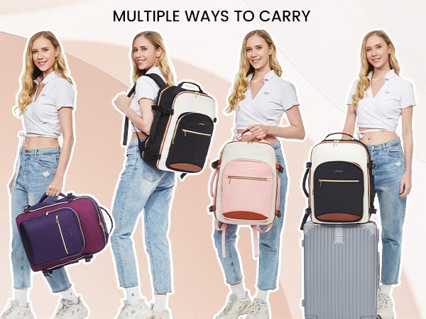 LOVEVOOK Colorblock Carry-On Travel Backpack with 3 Packing Cubes and Laptop Compartment - Personal Item,TSA-Friendly, Travel Essentials, Airline Approved Travel Bag for Hiking, Weekend, SpringStatements