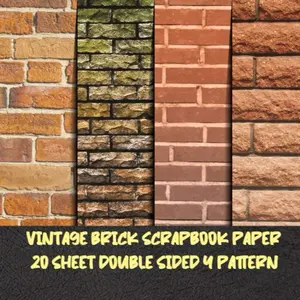 Vintage brick scrapbook paper 20 sheet double sided 4 pattern: Brick Backgrounds Collection Kit for invitation & card making - patterned grunge brick paper for scrapbooking & diy crafting projects Paperback – October 9, 2020