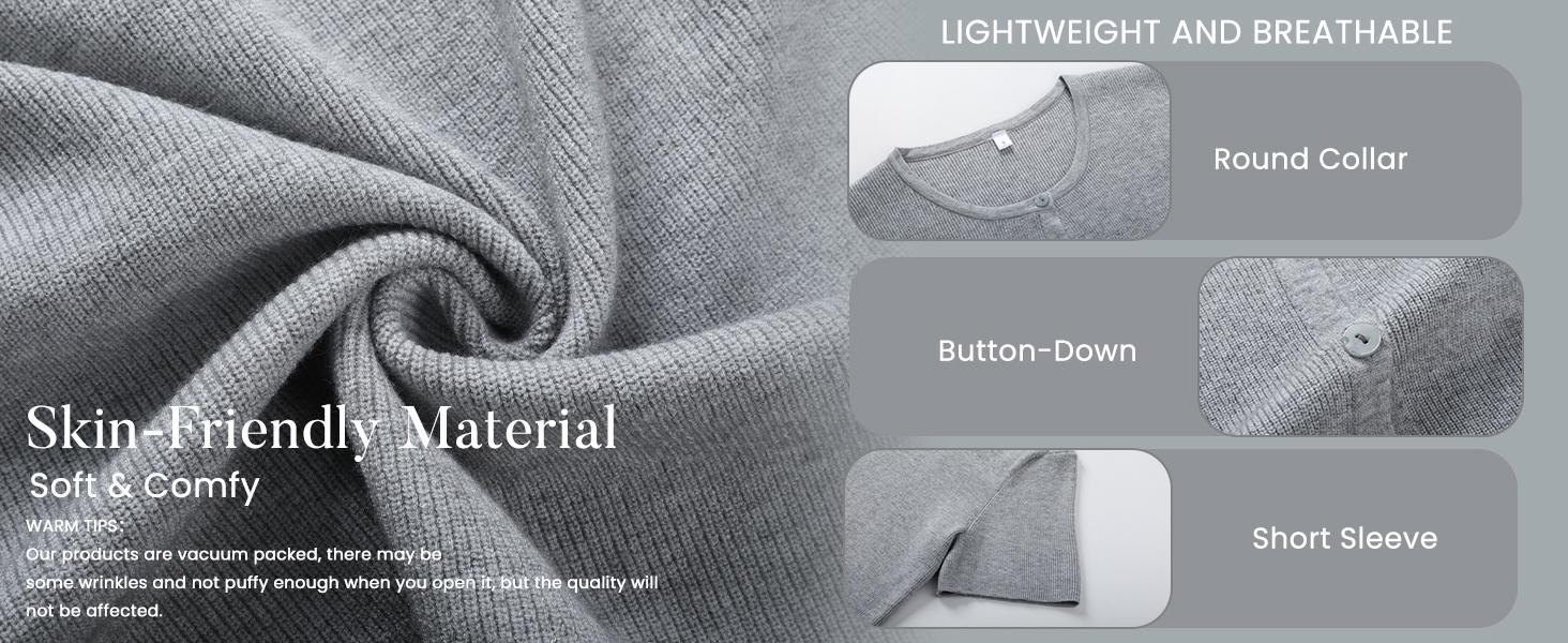 Tanming Women's Minimalist Short Sleeve Cardigan Knitwear - Crew Neck, Soft Ribbed Fabric, Button-Down, Fitted, Lightweight Breathable Tops for Women, Casual Office Layering Cover Up (Spring Summer) #SpringStatements,summerwins, Shortsleeve, Women's Tops Tanming Women's Minimalist Short Sleeve Cardigan Knitwear - Crew Neck, Soft Ribbed Fabric, Button-Down, Fitted, Lightweight Breathable Tops for Women, Casual Office Layering Cover Up (Spring Summer) #SpringStatements,summerwins, Shortsleeve, Women's Tops