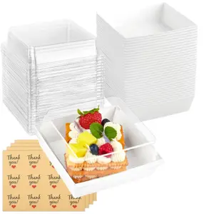 Small Charcuterie Boxes with Clear Lids, To Go Paper Dessert Boxes Bakery Boxes, 5 Inches Disposable Food Containers for Cookies, Cupcakes, Slice Cakes, Strawberries