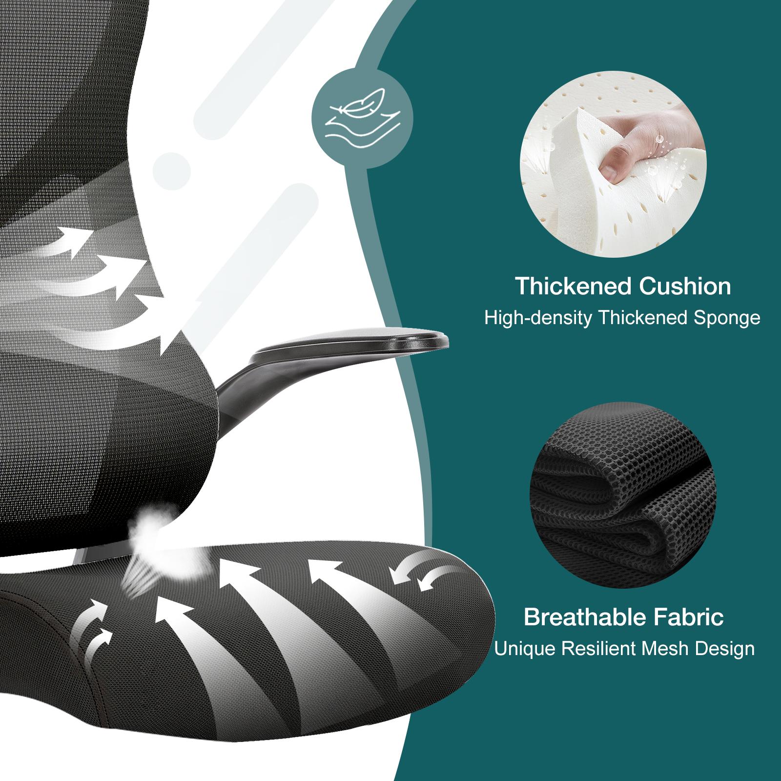 Office Chair, Ergonomic Desk Chair Computer Chair High Back Mesh Chair, Executive Home Office Chair with Flip-up Armrests, Lumbar Support, Backrest for Home Office Office Chair, Ergonomic Desk Chair Computer Chair High Back Mesh Chair, Executive Home Office Chair with Flip-up Armrests, Lumbar Support, Backrest for Home Office