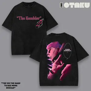 Hakari Kinji Jujutsu Kaisen ss3 double side Washed Tee, Streetwear Hoodies Unisex Anime Manga Cotton Crewneck T-shirt Gift For JJK Fan Menswear graphic