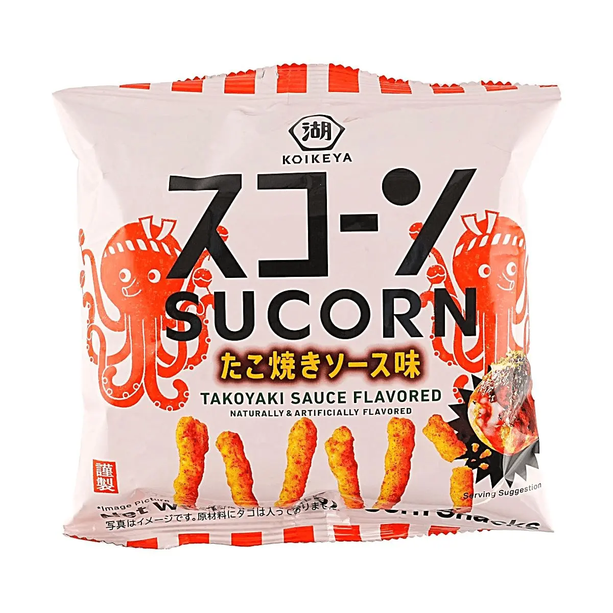 KOIKEYA Japanese Takoyaki Corn Puffs 33g - Savory Sauce Flavor, Crispy Snack