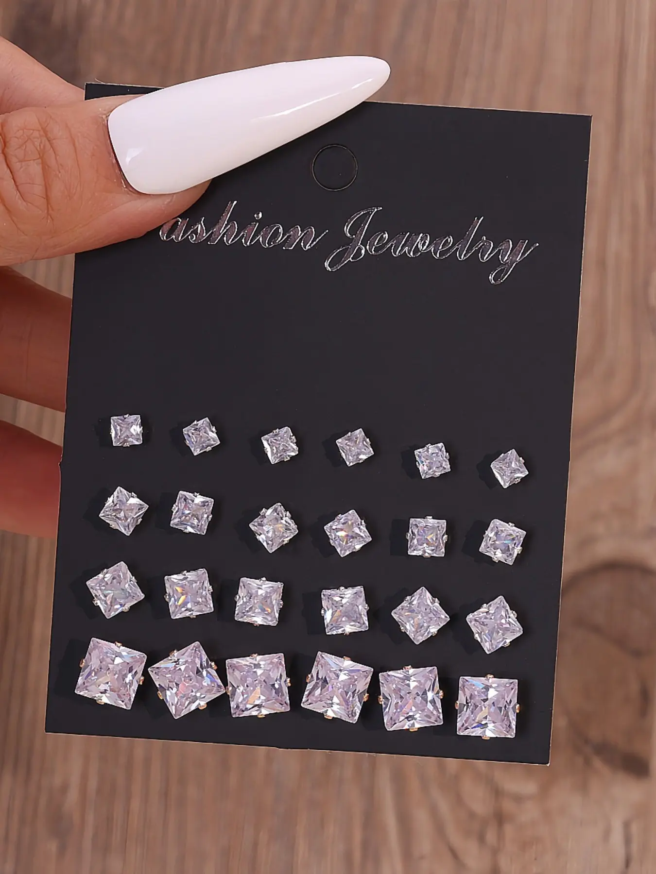 Fashion Simple Hexagon and Square Artificial Zircon Earrings, Unisex Daily Wear, Rhinestone Design, Casual Style, All Seasons, Stud Earrings, Stud Earring Jewelry