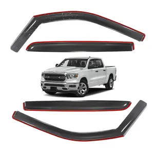 Tape-on -For Dodge Ram 1500 Crew Cab 2019-2024 Window Visor-Black# Rain guard# Rainproof#Sun Shade#UV Protection# Easy-Install # Vent Shades# Car Windshield# Car Weather Shields# Wind Deflector