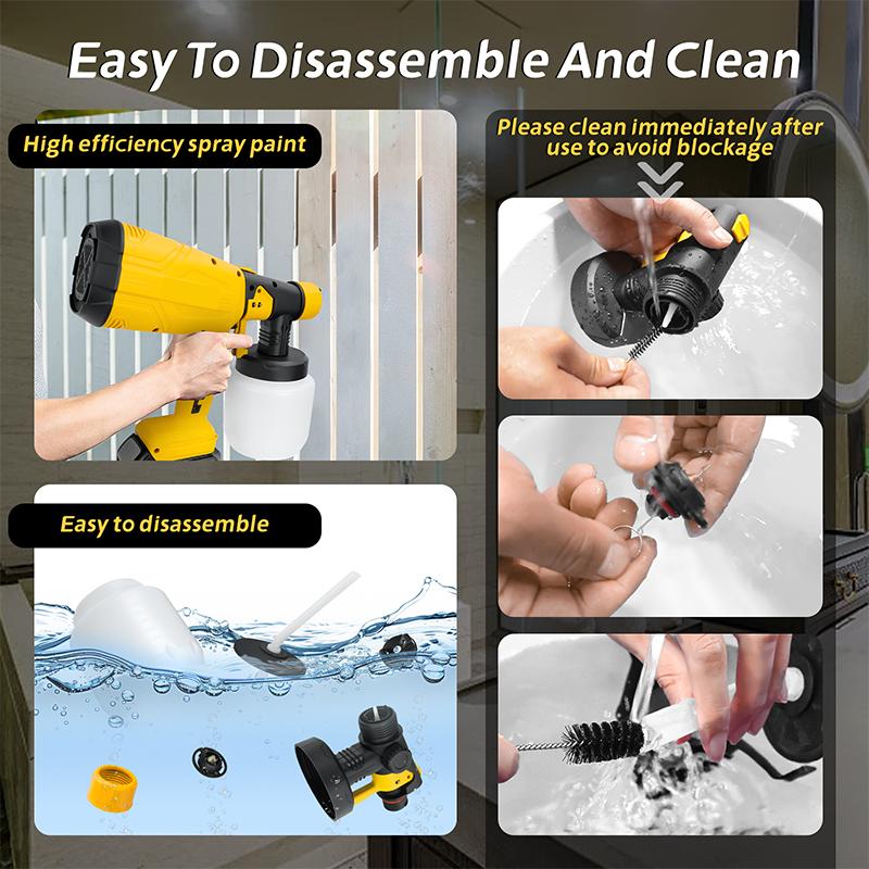 Cordless electric paint sprayer comes with an adjustable spray width knob, comes with 2 batteries, is easy to clean, and is suitable for furniture, gardens, chairs, fences, walls, doors, etc.