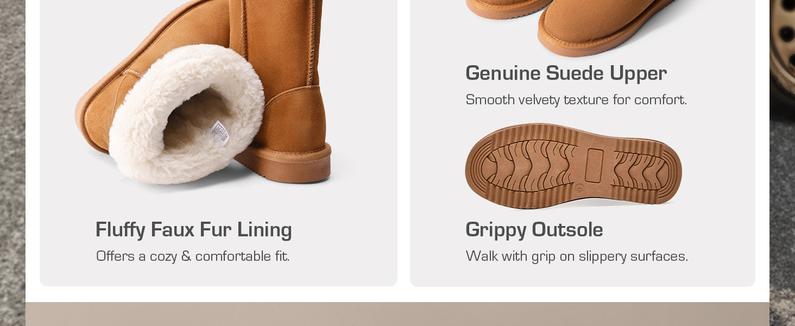 DREAM PAIRS [FuzzyClassic]  Mid Boot Women's Shorty-New Mid Calf Winter Snow Boots Slip On Fur Lining Memory Foam Comfort Short Ankle Boots