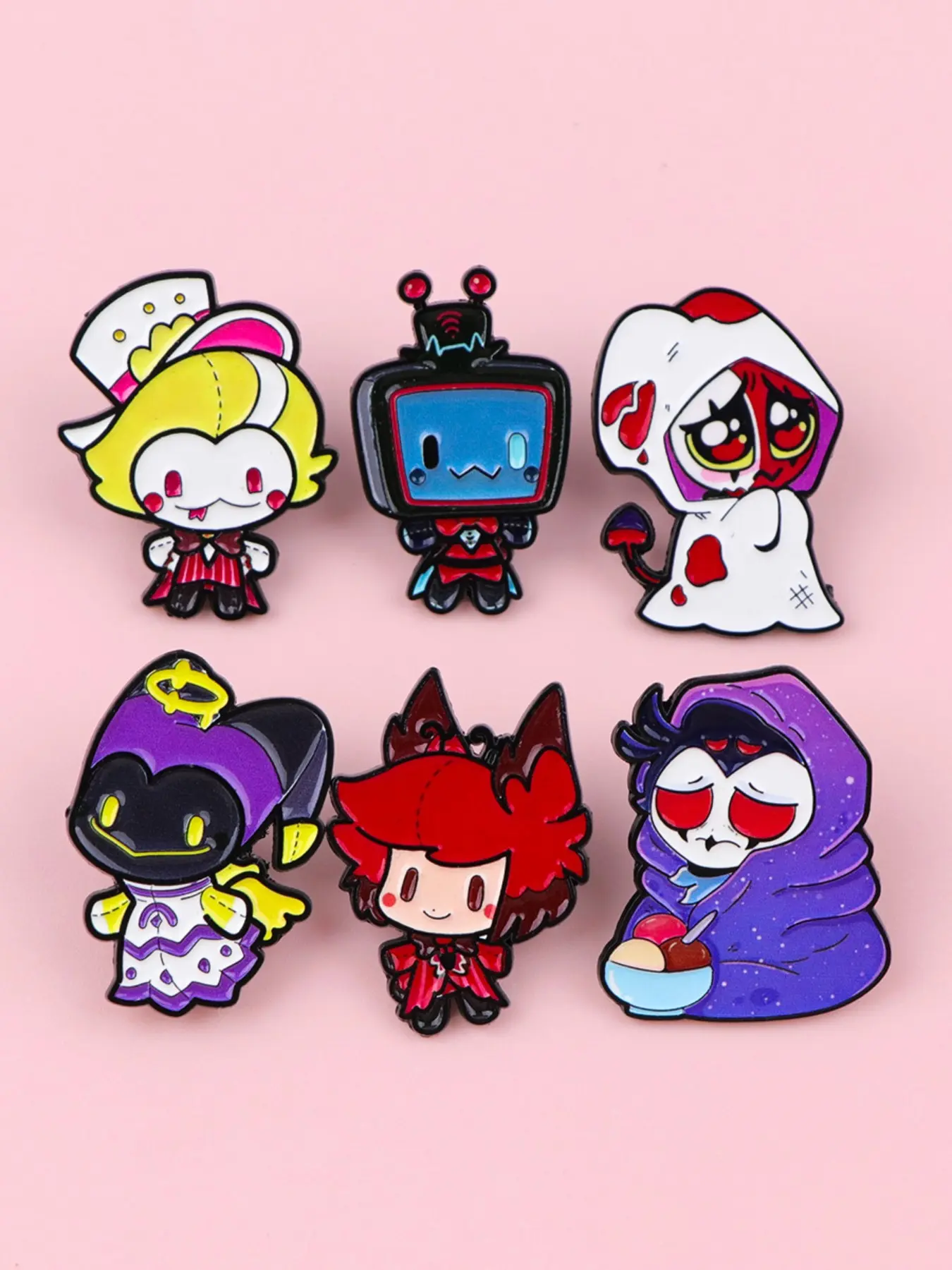 6pcs/set Kawaii Anime Character Enamel Pins, Lapel Pins, Brooches, Alloy Brooch Pin, Punk Cool Design Badges, Unisex Clothing Accessories, Men Accessories, Styling, Adding A Fun Touch To Backpacks And Clothing, Perfect Gift for Friends Clip