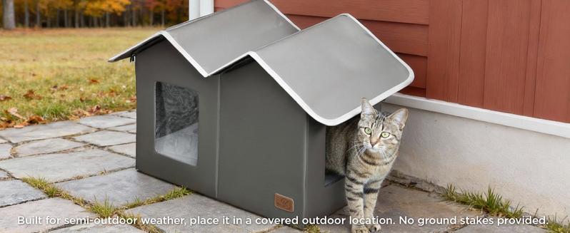 Bedsure Clawsable Heated Indoor Outdoor Cat House - Cozy Insulated Waterproof Shelter with Raised Base, Waterproof Stray Cat Shelter, Winter Warm Pet Hideout, for Feral Barn Cats and Kittens,