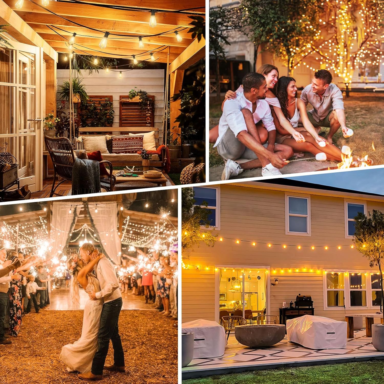 100FT Solar Outdoor String Lights Waterproof, Solar Powered String Lights for Outside with Shatterproof Bulbs, Dimmable ST38 LED Lights String, Patio Hanging Lights for Backyard Garden Party