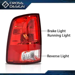CROSSDESIGN Tail Lights Fit For 09-18 Dodge Ram 1500 2500 3500 Lamps Replacement Left+Right