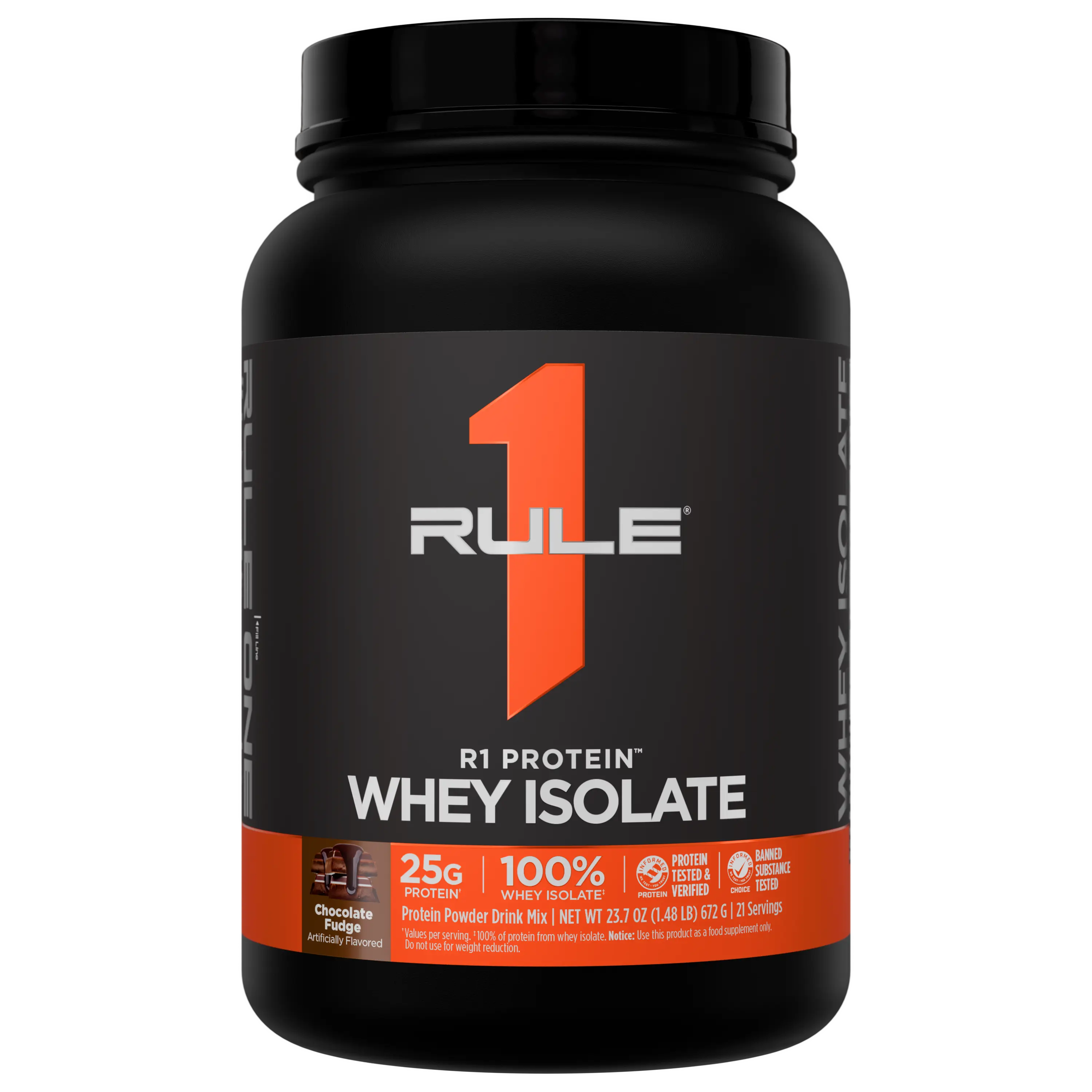 Rule 1 R1 Protein Whey Isolate – 25g Protein & 6g BCAA from Pure Isolated & Hydrolyzed Whey Sources for Muscle Recovery, Workout Support, & Fitness Nutrition, 1.5 lb, Made in the USA