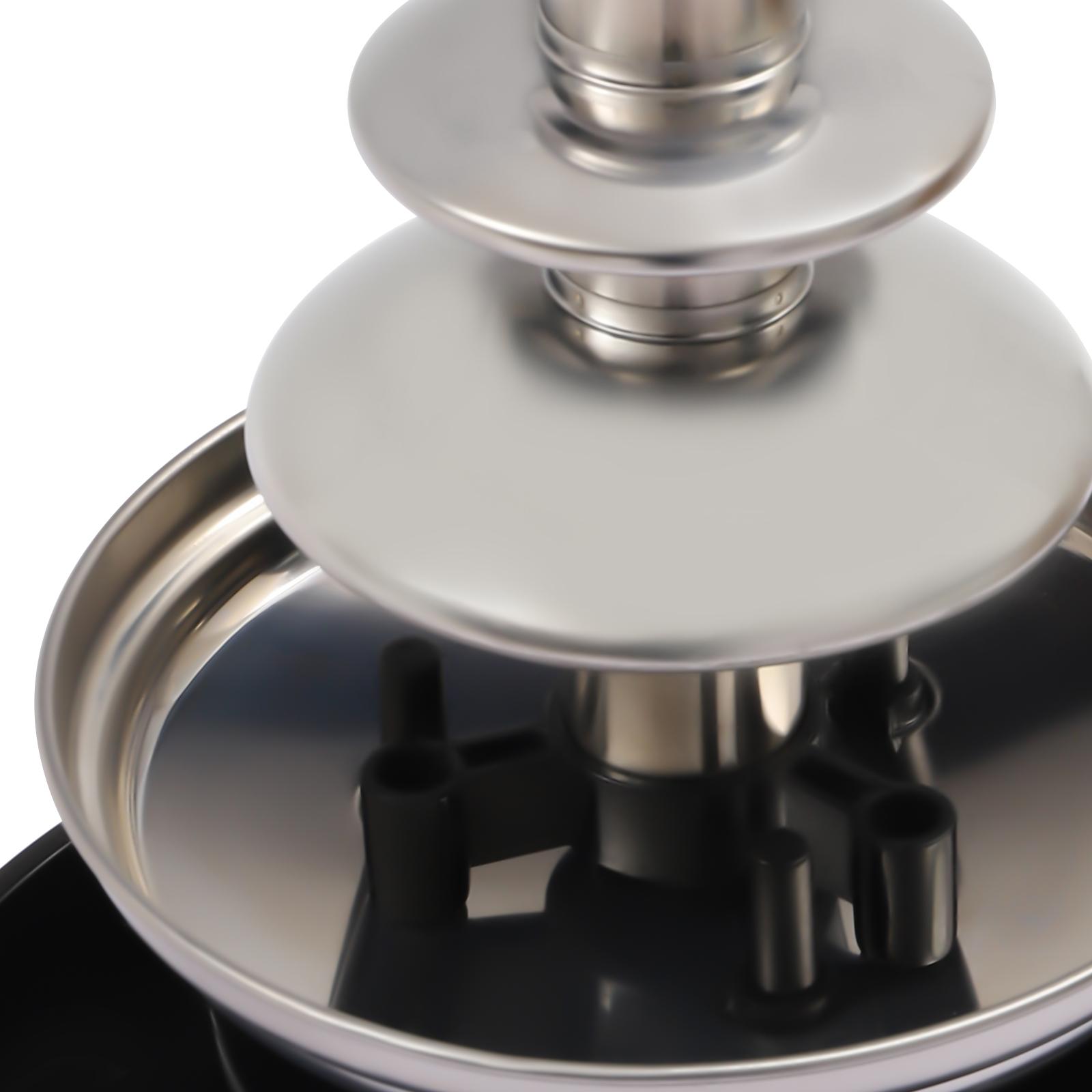 CNCEST 3-Tier Chocolate Fountain Machine 1lb Capacity Stainless Steel Melting Pot with 6 Forks & Serving Tray for Weddings/Parties 120V, 40W