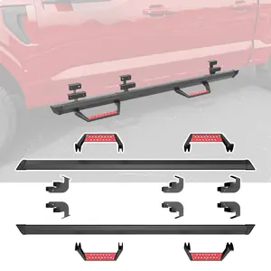 Running Boards Compatible with 2015-2026 Ford F150 Aluminum Rock Slider Crew Cab Step Bars Replacement for 2015-2026 Ford F-150 Accessories