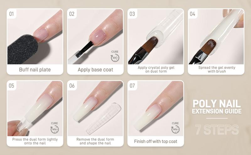 GAOY Watery Crystal Poly Gel for Nail Extensions, 30g Nail Builder Gel, Thin Viscosity, Easy Application & High Hardness Holiday Gift Pick, Milky White 01