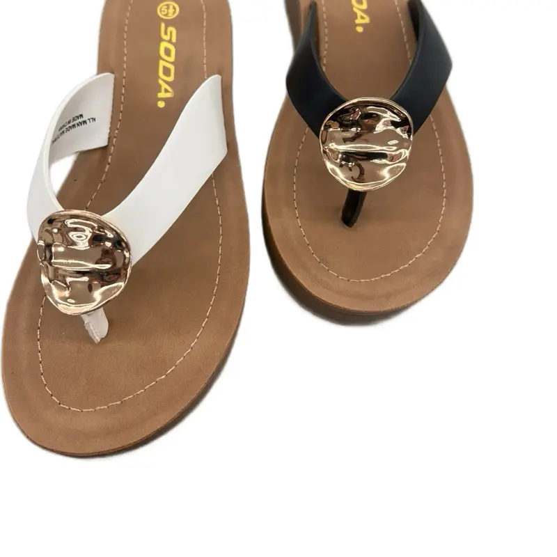 WOMENS FLIP FLOP WITH GOLD DETAIL STAMP-S