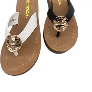 WOMENS FLIP FLOO WITH GOLD DETAIL STAMP-S