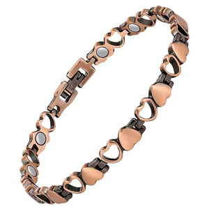 Copper Ankle Bracelet for Women 99.99% Pure Copper Magnetic Anklet with 3500 Gauss Neodymium Magnet Adjustable Heart Shape Hypoallergenic Lead & Nickel Free Jewelry