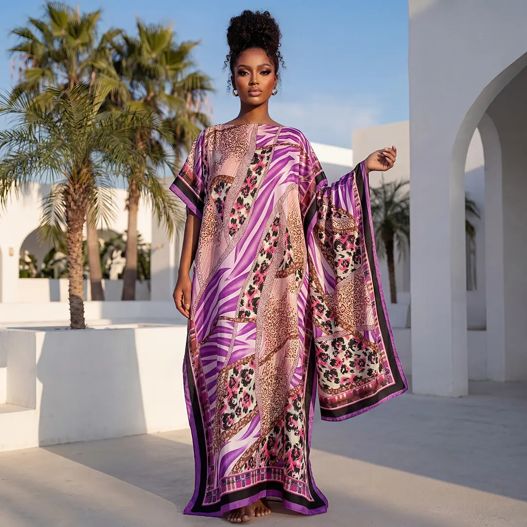 MOO MOO Women’s printed long dress and scarf set; Bohemian casual shawl dress with scarf; relaxed loose beachwear; soft and comfortable; suitable for all seasons; a must-have for seaside vacations. Matching Outfit