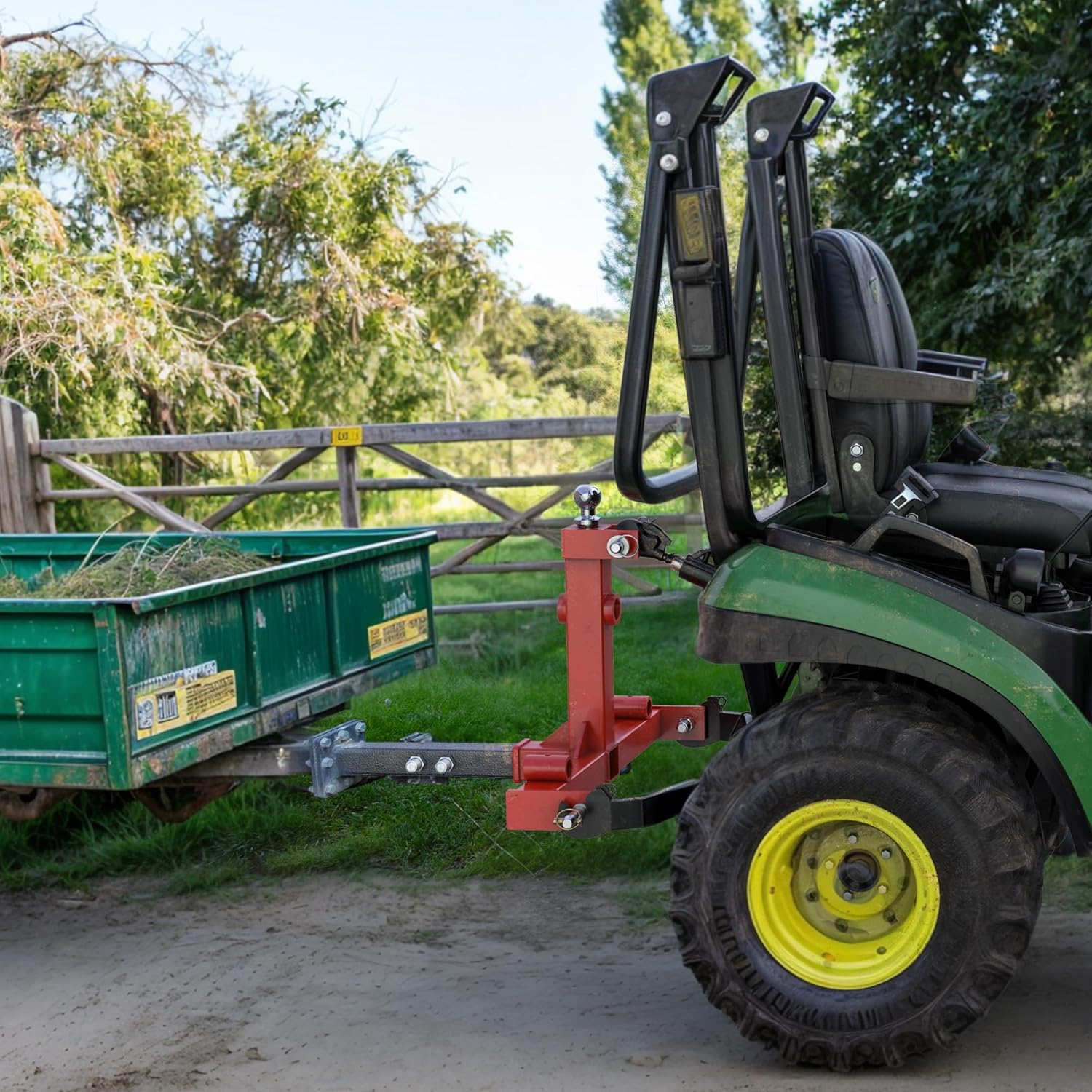 YITAMOTOR 3 Point Trailer Hitch with 2" Receiver for Category 1 Tractors, 3000 lbs Capacity Tow Hitch with Trailer Gooseneck Ball Drawbar