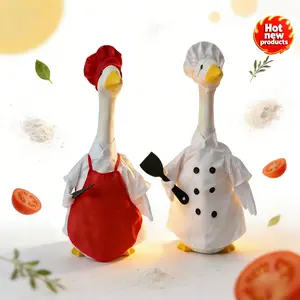23-inch Porch Decorative Goose Chef Costume (includes chef hat + apron + kitchen utensils) Suitable for Kitchen Outdoor Garden Patio and Lawn Decoration