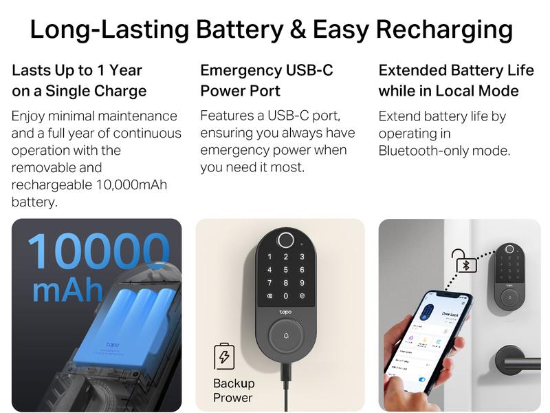 TP-Link & Tapo DL110 Smart Door Lock｜6 Ways Unlock｜1-Yr Battery｜IP65 Stormproof｜Built-in Doorbell｜Scheduled Access｜BHMA Grade 2