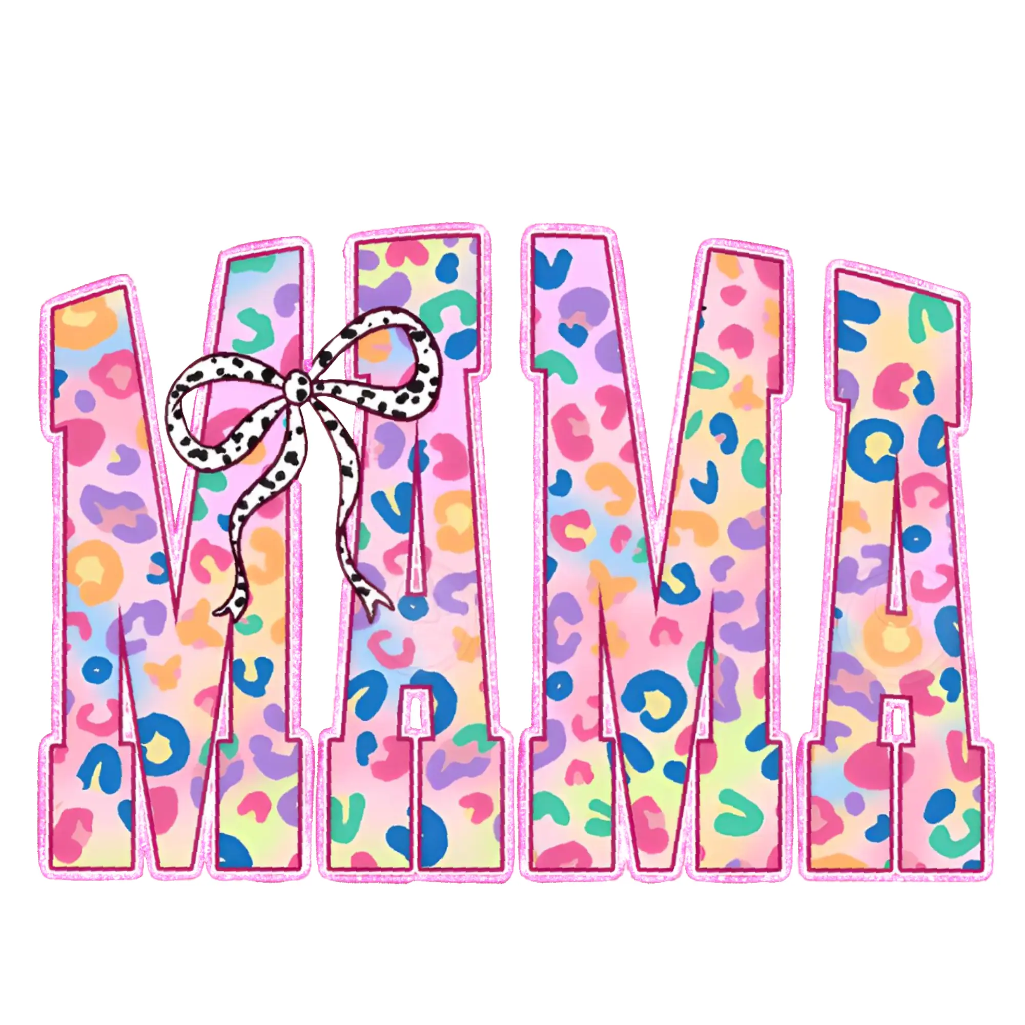 Mama Colorful Pastel Rainbow Leopard Design Direct To Film Print, DTF Print,Ready To Press Print For T-Shirts