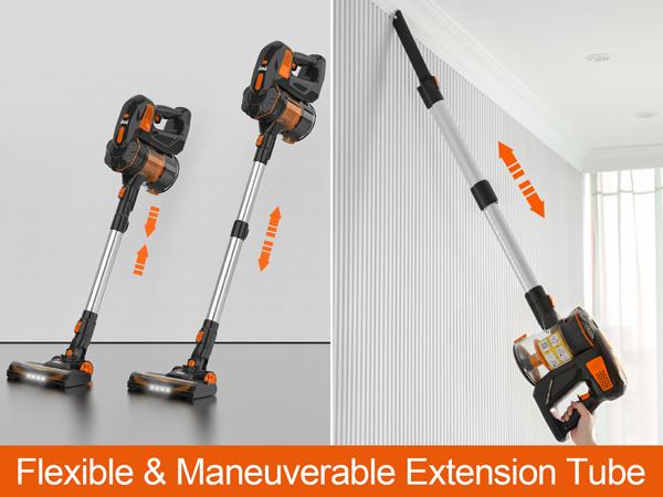 INSE Cordless Vacuum Cleaner, 6-in-1 Rechargeable Stick Vacuum, 45mins Runtime, Lightweight Portable Vacuum, Ultra-Quiet, Versatile for Home Hard Floor Pet Hair Car