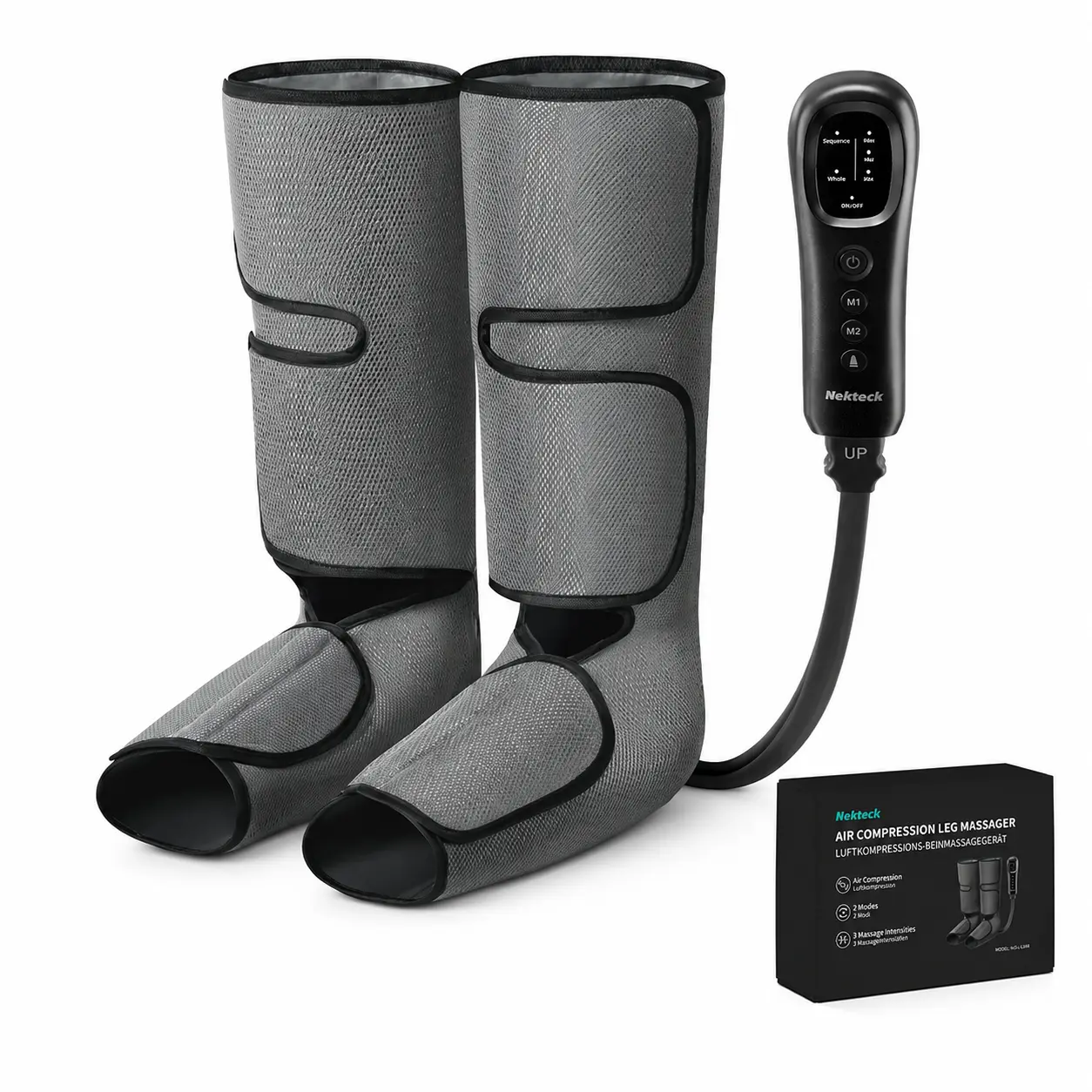 Nekteck Air Compression Leg Massager with 3 Massage Levels & Auto Shut Off Feature for Foot and Calf Comfort and Relaxation