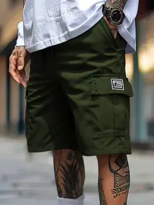 Men’s cargo shorts with a multi-pocket design, suitable for sports and outdoor workwear. Men's Casual Breathable Solid Color Zipper flap pocket cargo short