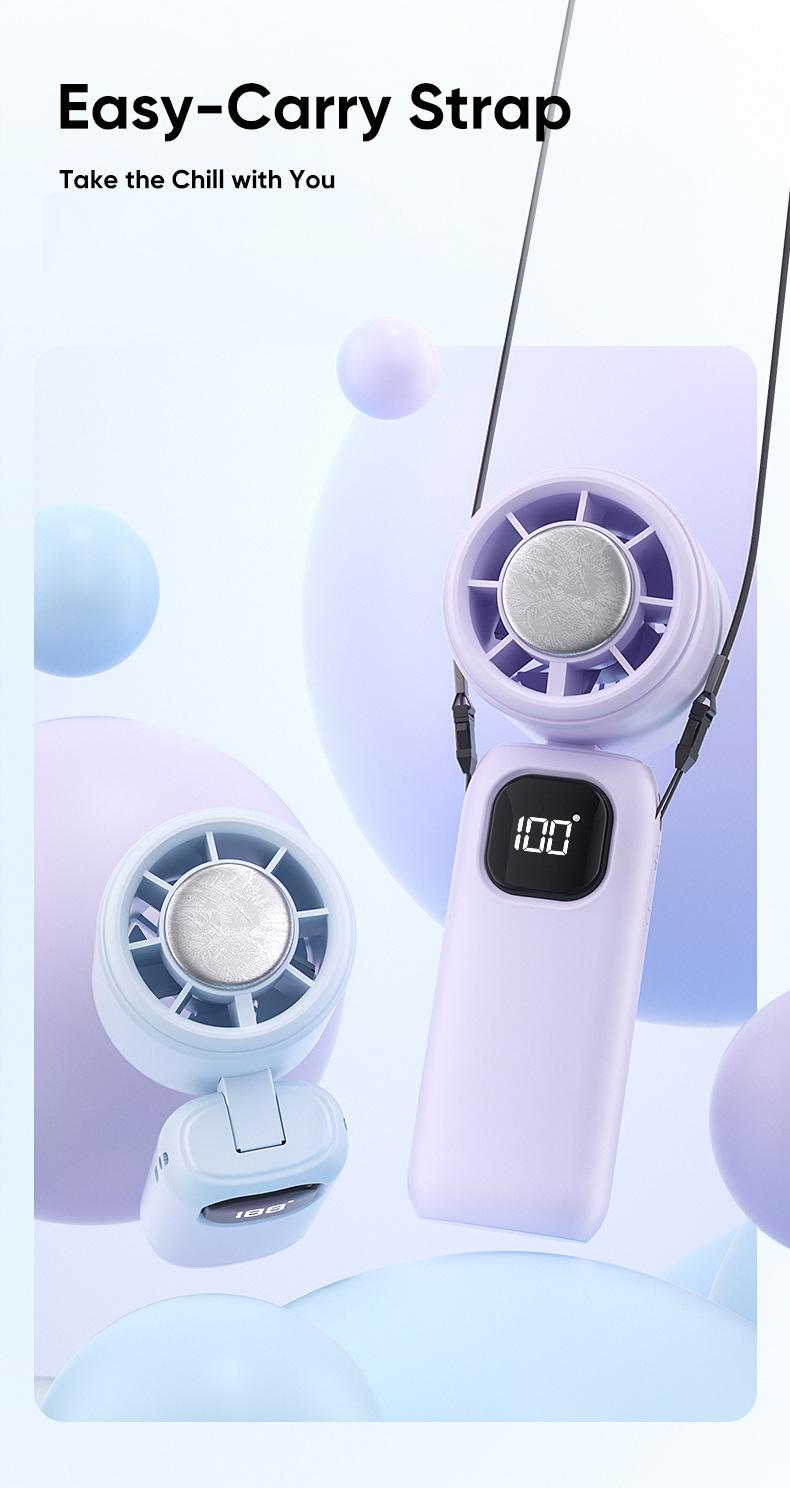 3-in-1 mini handheld fan, 199 levels of wind power and cooling function, compact and foldable 3-in-1 neck/table/handheld fan, pocket-sized design, suitable for travel/summer/concerts/eyelash extensions, a gift suitable for girls