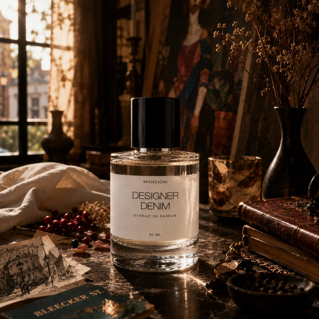Moncioni Designer Denim Extrait de Parfum - Unisex Luxury Fragrance with Lavender, Red Currant, Patchouli - Long-Lasting Niche Gift for Men & Women