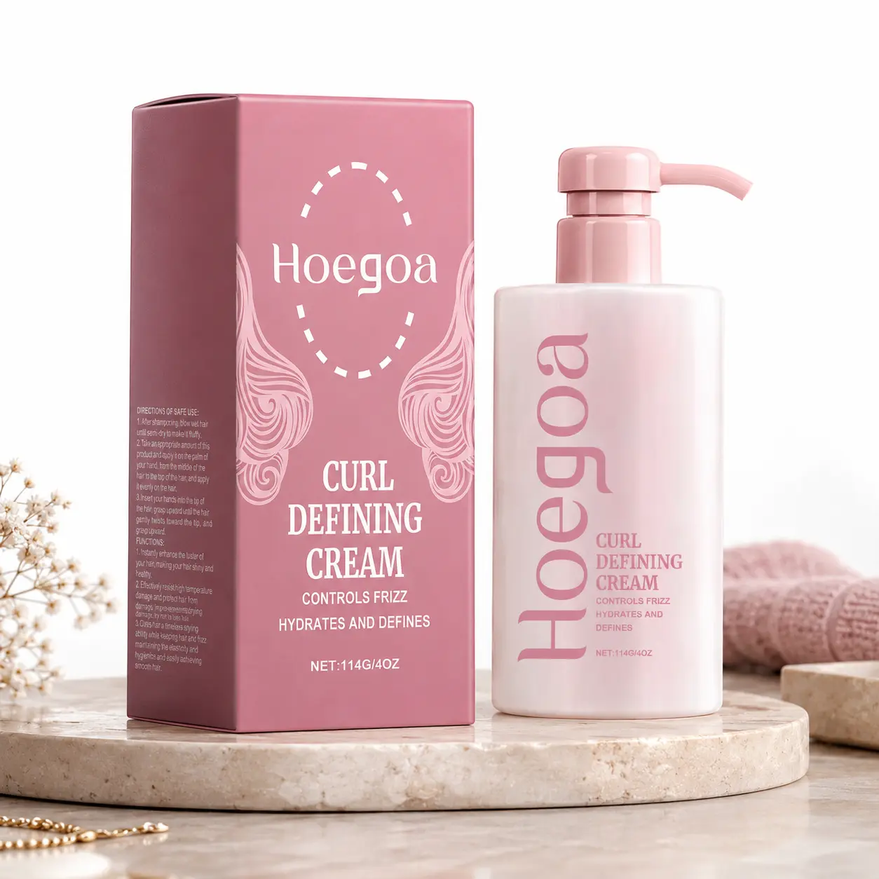 Curl Defining Cream | Lightweight Hydrating Curl Cream for Wavy & Curly Hair - Hoegoa