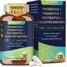 Totaria 5-in-1 60 Billion CFU Probiotic Prebiotic & Postbiotic for Women & Men, w/Digestive Enzymes, Slippery Elm, Daily Complete Gut Health, Digestive & Immune Support, 4 Month Supply, Vegan