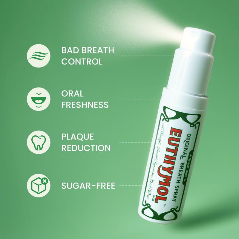 Euthymol Mouth Breath Spray (10ml) - Long Lasting Fresh Breath Oral Spray for Oral Hygiene l Removes Bad Breath & Helps Reduce Plaque l  Korean Oral Care