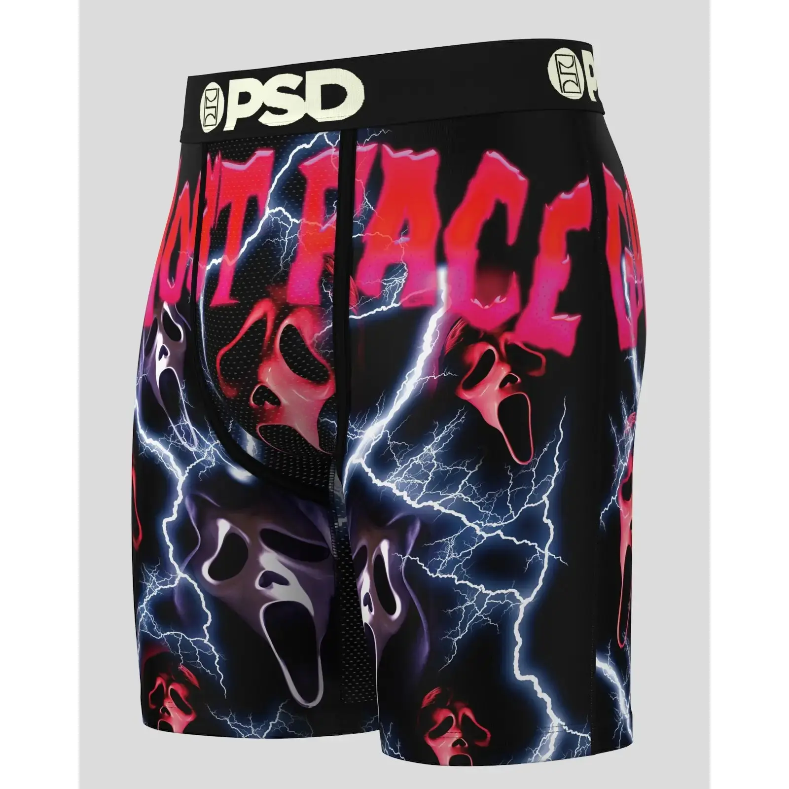 PSD Mens Ghostface Hype Boxer Brief - Standard Length 7 Inch Inseam, Soft and Breathable Poly Blend Fabric