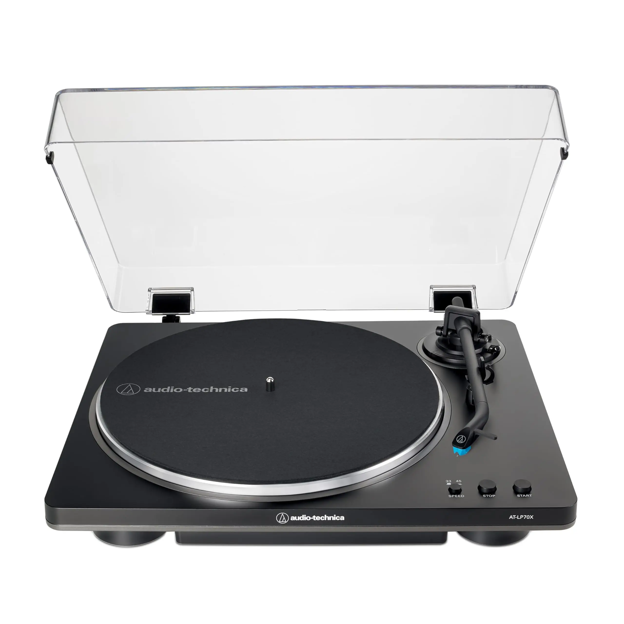 Audio-Technica AT-LP70X Automatic Turntable (Black/Grey) for Collectibles, with RCA Connections, 33-1/3 & 45 Rpm Playback, 45 Rpm Adapter, Detachable J-Shaped Tonearm, Built-In Preamp, Removable Hinged Dust Cover, VM95 Series Stylus Compatible, Music