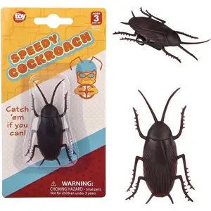 Pull Back Fake Speedy Cockroach Toy (2.5") Plastic Insect Crawling Brown Realistic Lifelike Roach Super Fast Prank Scary Gag Joke Bug for Party Halloween (Cockroach, One, Pack)