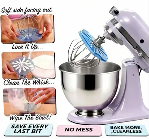Whisk Wiper PRO compatible with KitchenAid Bowl-Lift Stand Mixers - Mix Without The Mess - The Ultimate Stand Mixer Accessory - Only Compatible With 6-Wire Whisks (Aquamarine)