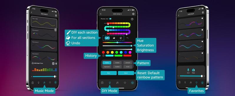 Lepro RGBIC AI Smart Table Lamp, Music Sync Smart Table Lamp Work with Alexa Google, LED Desk Lamp with 16M Colors, Color Changing Atmosphere Lamp for Bedroom Living Room Dimmable Night Light APP Control No Remote, 2.4 GHz