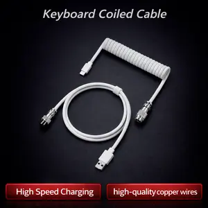DICHEN  Aviation Plug Cable Mechanical Keyboard Coiled Cable, 1 Count Type C USB Port Aviator Coiling Cable, Desktop Computer Gaming Keyboard Accessories