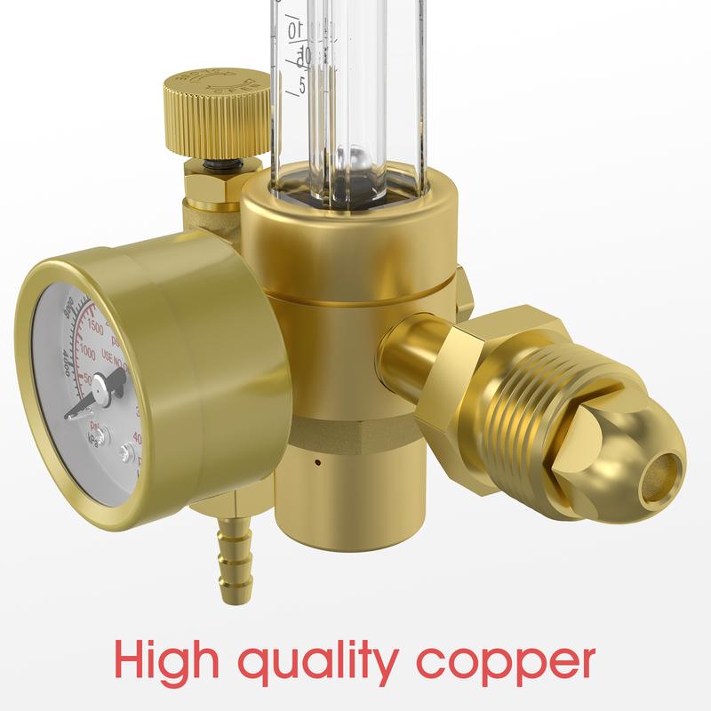 YESWELDER CO2 Argon Gas Regulator with 8ft Hose, Flow Meter Gas Pressure Gauge for TIG MIG Welding, CGA580 Inlet Connection